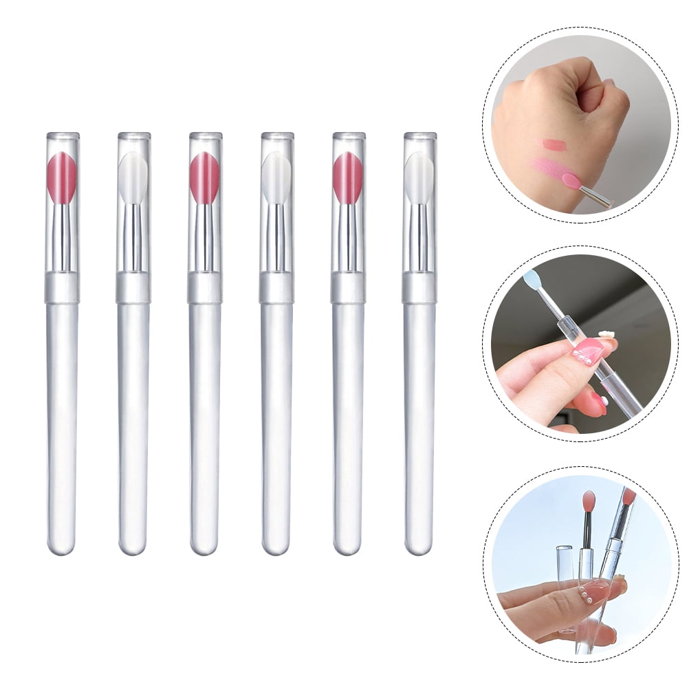 EXHUMKY 6Pcs Round Silicone Lip Brush for Women Daily Use and Dust ...