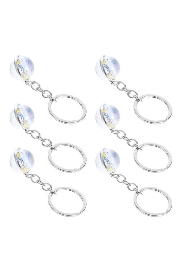 6Pcs Glass Globe Pendant Keychain with Map Design for Car and Home Keys