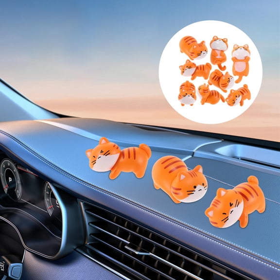 EXHUMKY Cute Cat Figurines Resin Car Accessories Multi Color Dashboard Decor 8Pcs