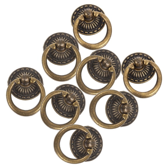 EXHUMKY 8Pcs Antique Bronze Cabinet Pulls Circular Handle for Kitchen Cabinets