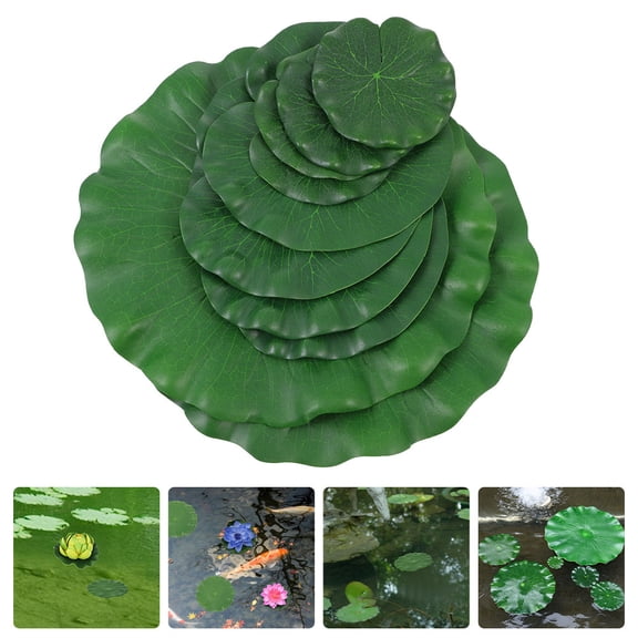 EXHUMKY 8Pcs Wear-Resistant Decorative Pond Plants Artificial Lotus Leaf for Pool Decor
