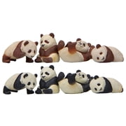 EXHUMKY 8-Piece Realistic Panda Figurine Set, Cute Assorted Animal Decorations for Home, Office, and Adult Collectors