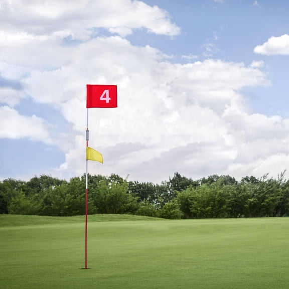 EXHUMKY 4Pcs Portable Red Golfs Targeting Flags Compact Lightweight Course Supplies for Practice