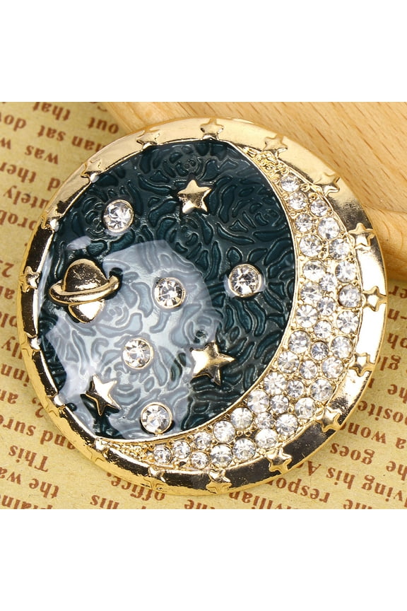 Elegant Milky Way and Moon Breastpin Brooch Clip for Coats and Sweaters