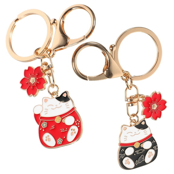 EXHUMKY Exhumky Japanese Luck Cat Keychain Assorted Color for Bag Charm 2Pcs