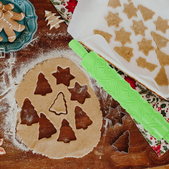 EXHUMKY Embossed Plastic Rolling Pin for Cake Decorating and Fondant Work