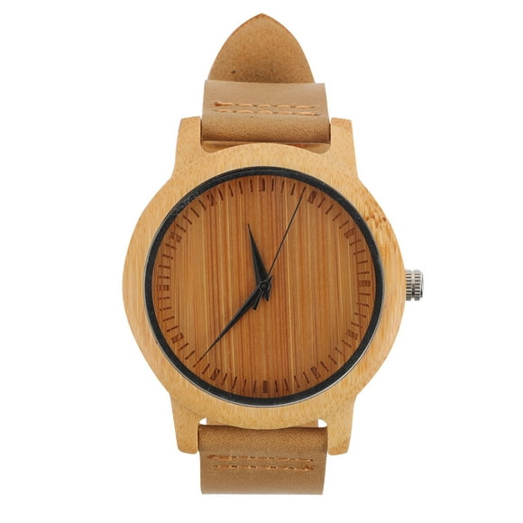 EXHUMKY Bamboo Wood Watch with Quartz Movement Assorted Color Round Dial Minimalist Wrist Watch for Men and Women 1Pack