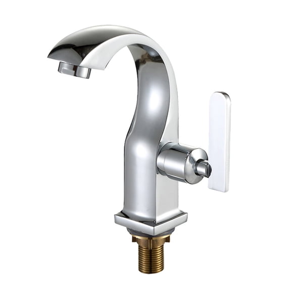 EXHUMKY Zinc Alloy Water Tap Silver Single Level Control for Wash Basins