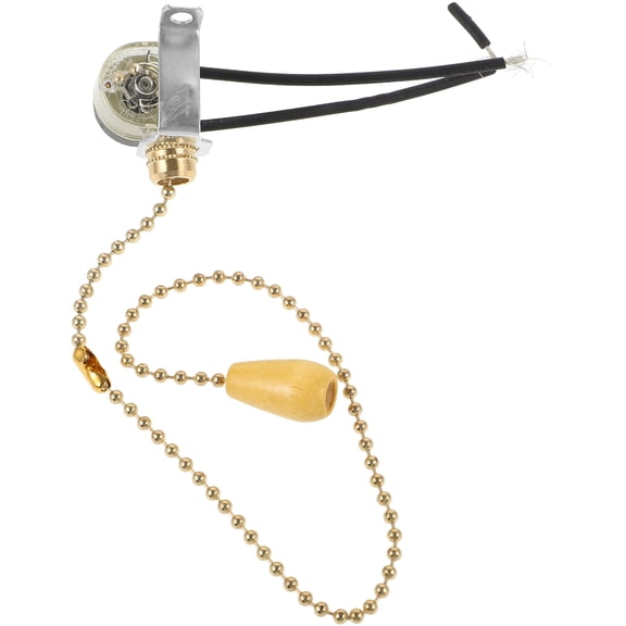 EXHUMKY Golden Pull Cord Light Switch Wood and Metal for Display Use