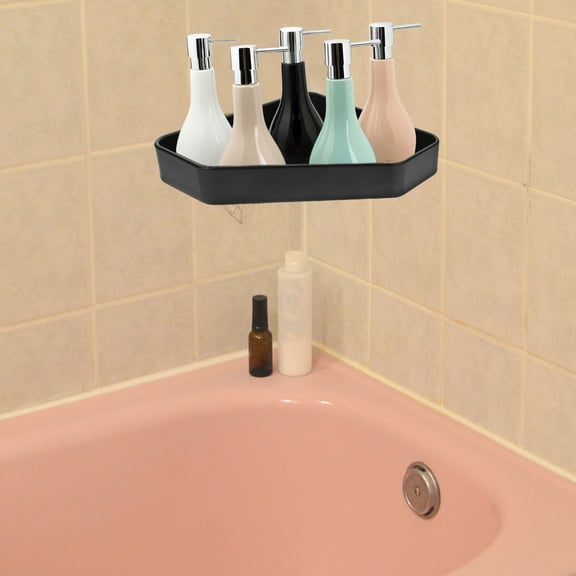 EXHUMKY Bathroom Wall Shelving 1Pack Corner Shelf Triangle Black -resistant
