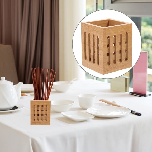 EXHUMKY Chopstick Holder and Kitchen Utensil Organizer with Drain Holes, Beige Countertop Storage Solution