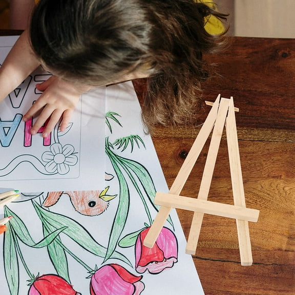 EXHUMKY Beige Wooden Display Easels for Cards and Photos, and Sturdy 2Pcs