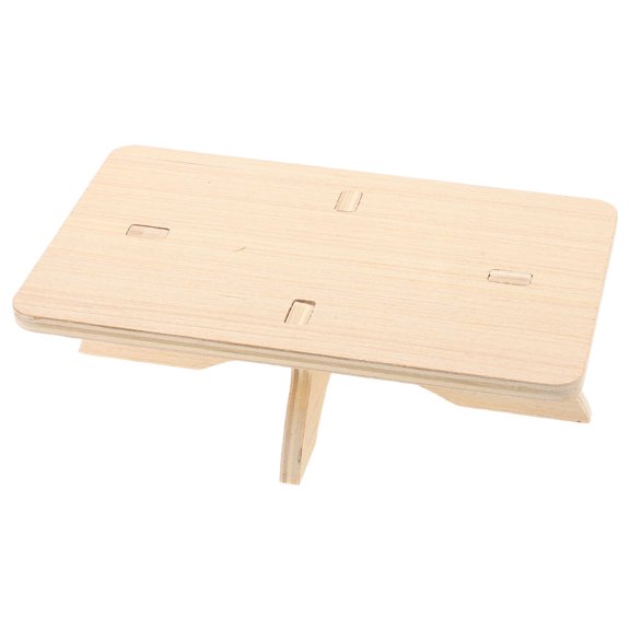 EXHUMKY Beige Wood Hamster Platform, Stable Play and Rest Stand for Small Animal Cage, Gerbil Mouse Accessory