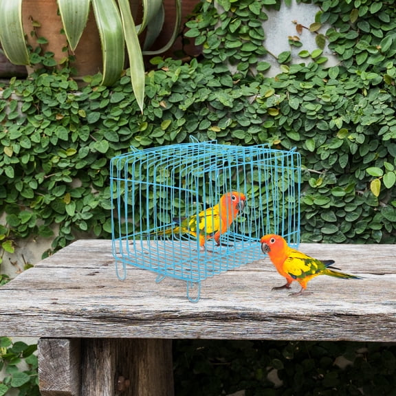 EXHUMKY Portable Metal Bird Travel Cage Wire Structure for Parrots and Small Birds