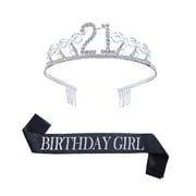 EXHUMKY Birthday Crown Rhinestone Party Sash, Fun and Creative Accessory for Birthdays 1Set