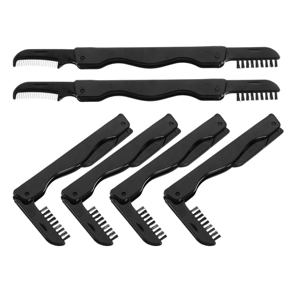 EXHUMKY Black DualEnded Eyebrow Brush and Eyelash Comb Set for Home Use Durable Stainless Steel and Plastic 6pcs