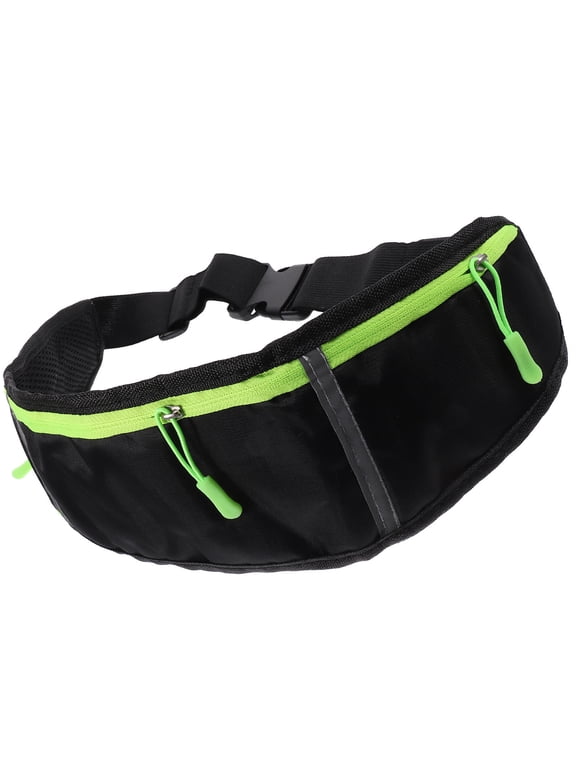 Black Sports Waist Bag, Breathable Nylon Fanny Pack with Multiple Pockets for Running, Jogging, Hiking and Travel