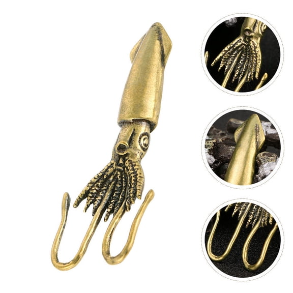 EXHUMKY Fish Statue Brass Cuttlefish Figurine Golden 1Pack