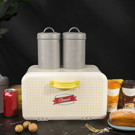 EXHUMKY Airtight Beige Bread Box for Home Use with Stylish Kitchen Design