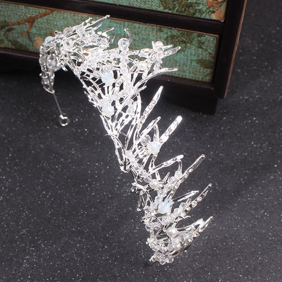 EXHUMKY Bridal Crystal Crown Hair Decor Gorgeous White 1Pack