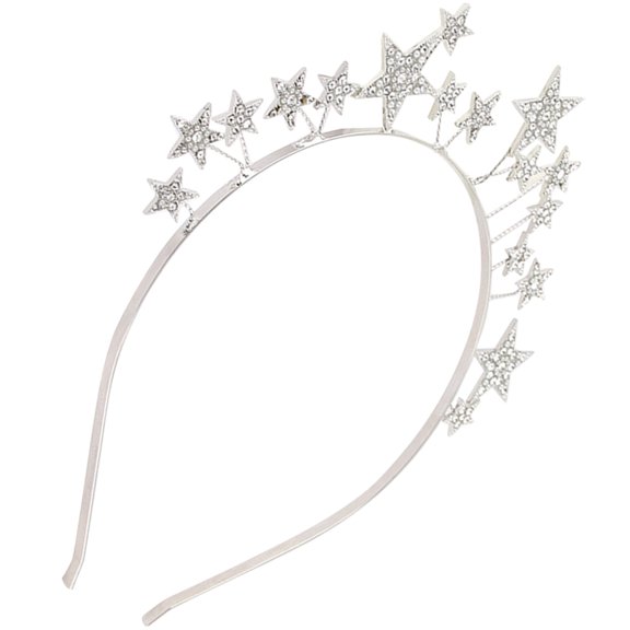 EXHUMKY Bridal Rhinestone Hair Hoops Plated Silver Headband Lightweight Durable for Special Occasion