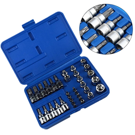 EXHUMKY British System Socket Set with Size Printed Bits for Cars Trucks and Machinery Repair