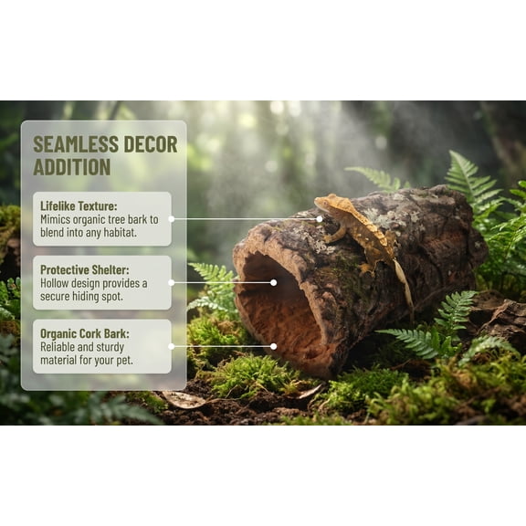 EXHUMKY Brown Tree Trunk Style Reptile Hideout Shelter for Amphibian Habitat Decor