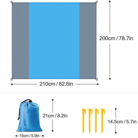 EXHUMKY Camping Tent Mat Outdoor Picnic Mat Waterproof Blue for Family 1Pack
