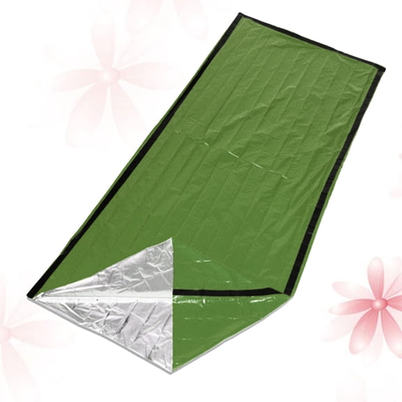 EXHUMKY Camping Warm Emergency Blanket 1Pack Sleeping Bag With Travel Design Green
