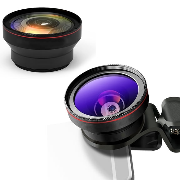 EXHUMKY Black Smartphone Camera Lens with Anti-Distortion Wide Angle and Macro Clip on