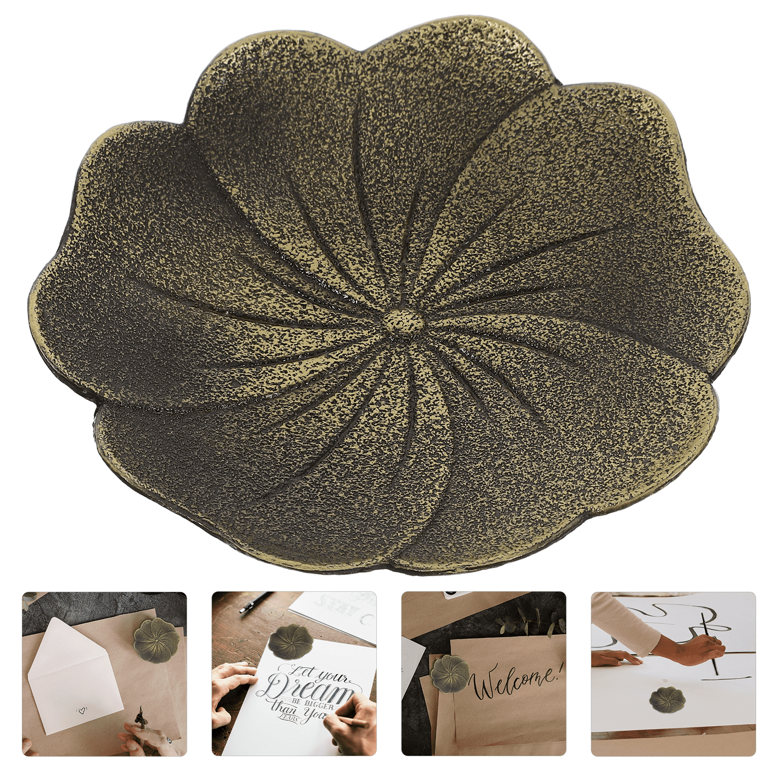 EXHUMKY Chinese Calligraphy Brush Ink Copper Cherry Blossom Shaped Rest ...