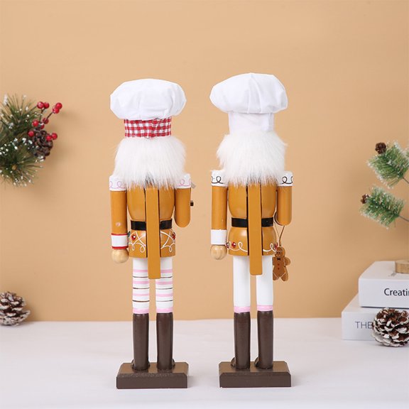 EXHUMKY Christmas Chef Gingerbread Nutcracker Wooden Tabletop Decor Figure