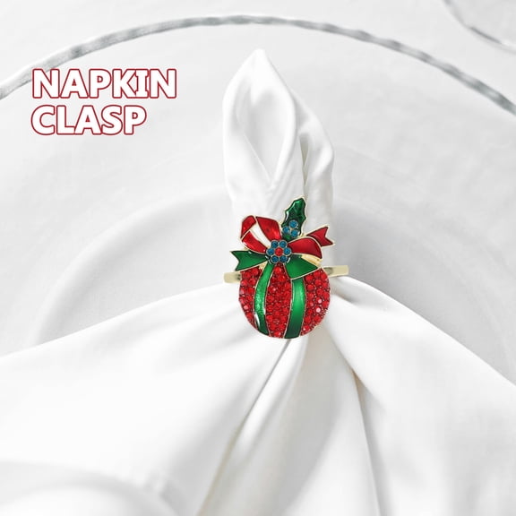 EXHUMKY Red Rhinestone Christmas Napkin Rings Versatile for Home Hotel Restaurant Holiday Decor