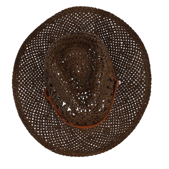 EXHUMKY Wide Brim Cowgirl Straw Hat in Coffee Color, Lightweight and Portable Sun Hat for Outdoor Activities and Beach Wear