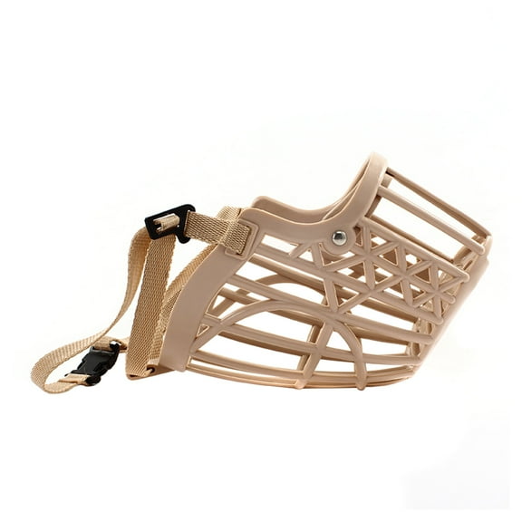 EXHUMKY Comfortable Light Brown Dog Muzzle Plastic Basket Type Prevents Biting Barking for Pets