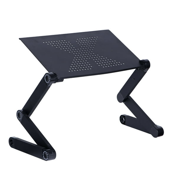 EXHUMKY Foldable Computer Lap Table Black Compact Design Portable Laptop Desk for Home Office Use