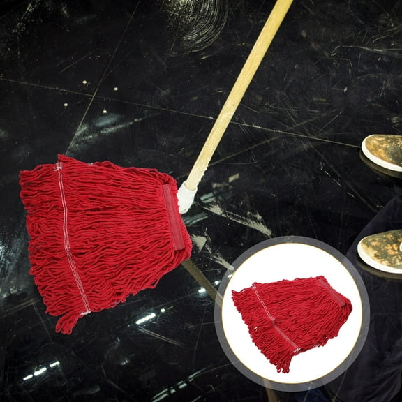EXHUMKY Concrete Floor Mop String Head 1Pack Washable Red Cotton Yarn Mop Pad