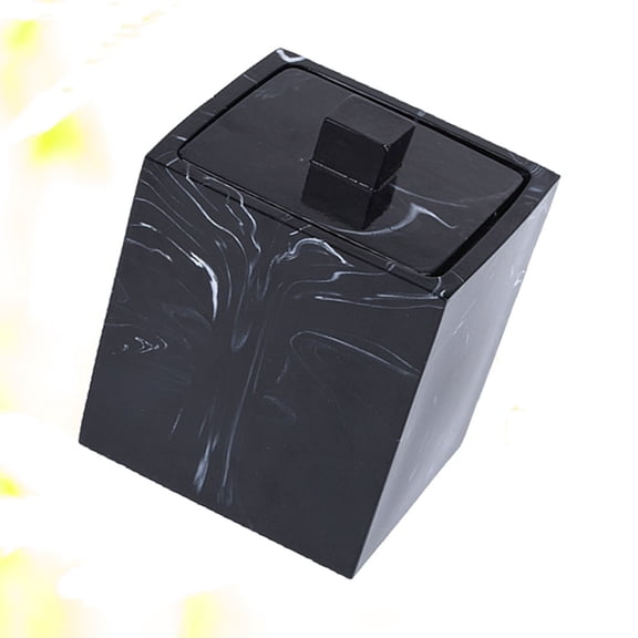 EXHUMKY Black Apothecary Jars for Cotton Swabs Modern Marble Style Organizer