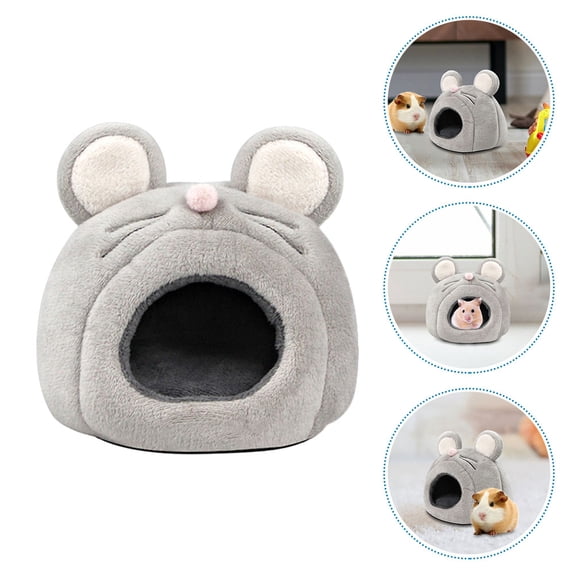 EXHUMKY Adorable Mouse Shape Portable Hamster Nest Cozy Hideaway Bed for Small Pets