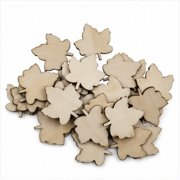 EXHUMKY 50 Pcs Unfinished Maple Leaf Wood Cutouts, Craft Wood Rounds for Ornaments, Christmas and New Year Decor Supplies