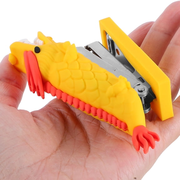 EXHUMKY Compact Dragon Design Stapler Yellow Stylish Desktop Office Supply