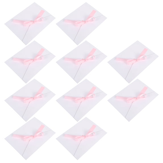 EXHUMKY 10Pcs White Photo Letter Envelopes Natural Paper with Creative Bow for Cards