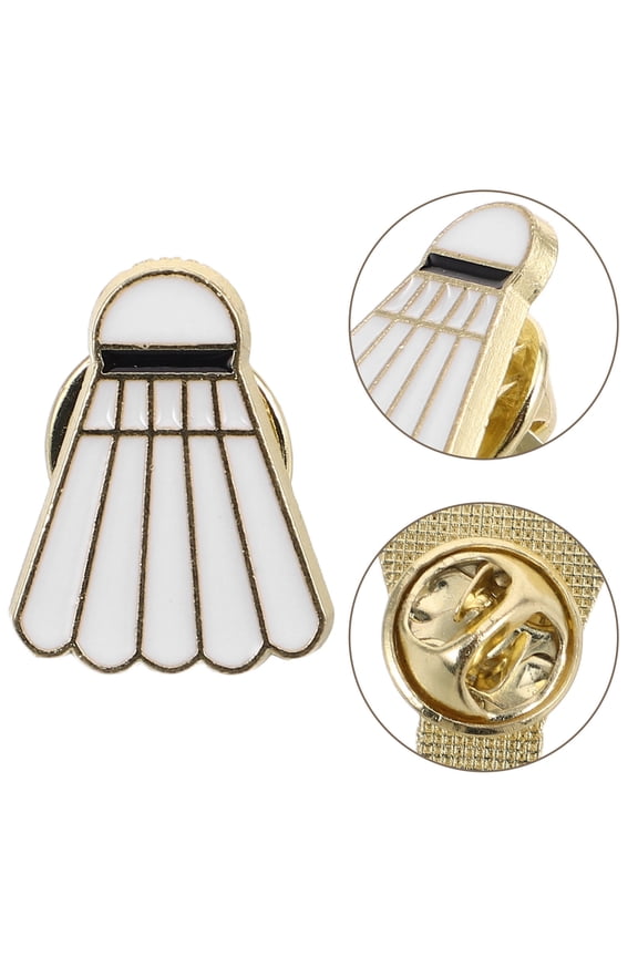 Badminton Jewelry Pin Sports Element Decoration White Zinc Alloy 1Pcs for Clothes Jackets