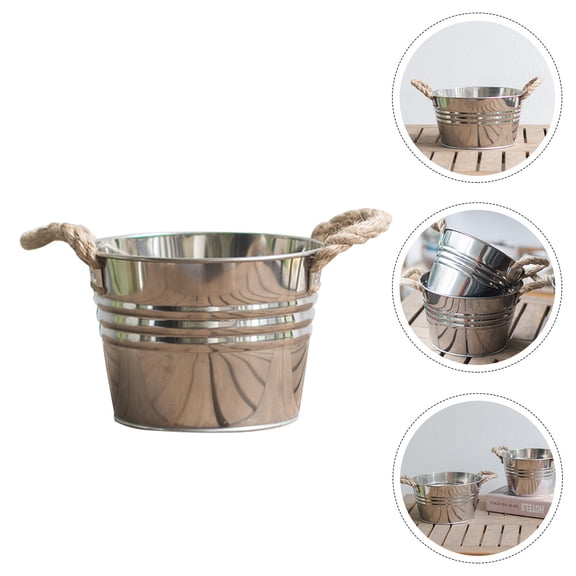 EXHUMKY Decorative Flower Bucket Planter, Short Round Pot for Indoor and Outdoor Plants, 1 Piece