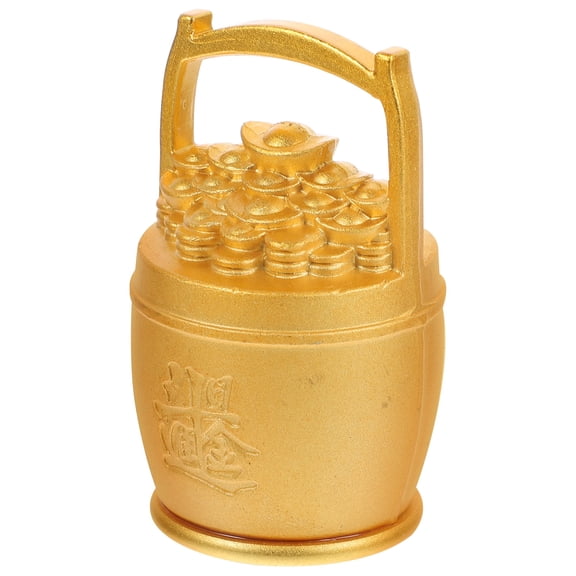 EXHUMKY Decorative Golden Treasure Bucket Copper Cornucopia Ornament for Table Centerpiece