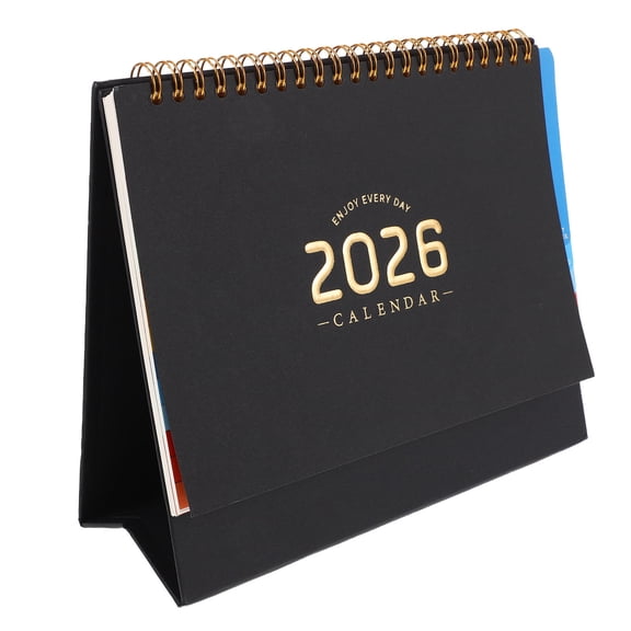 EXHUMKY 2026 Black Desktop Calendar with International Date Format for Daily Scheduling and Task Organization