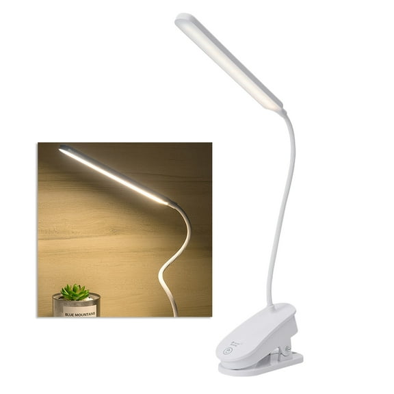 EXHUMKY White LED Night Light with Clip on and Flexible Neck for Night Reading