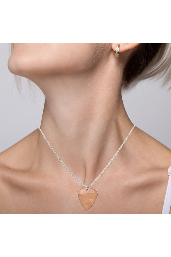 Unique Heart Guitar Pick Pendant Necklace Handmade Resin Music Jewelry for Home Wear Khaki