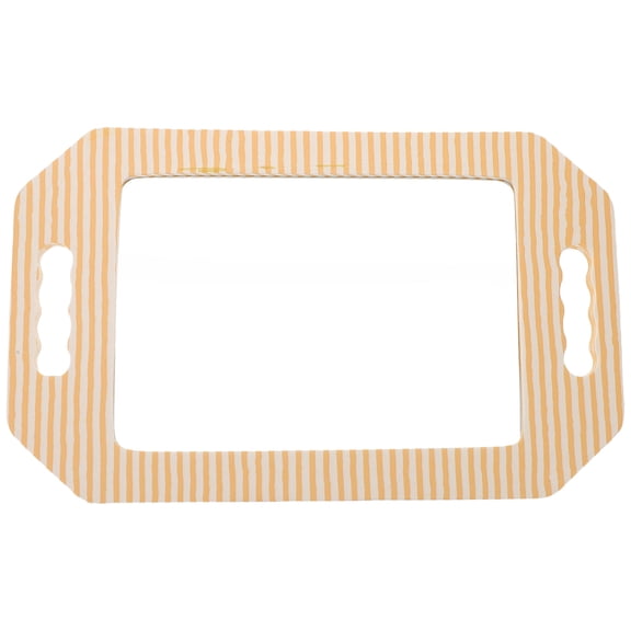 EXHUMKY Beige Unbreakable Handheld Barber Mirror with Foam Frame High Definition Rearview for Salon Use