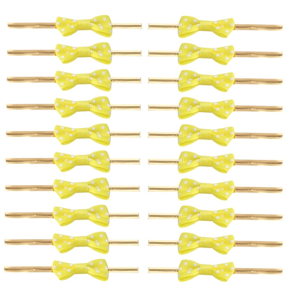 EXHUMKY 100Pcs Yellow Packing Ribbon Tie Bow for Candy Bag Sealing and Baking Package with Artistic Cut